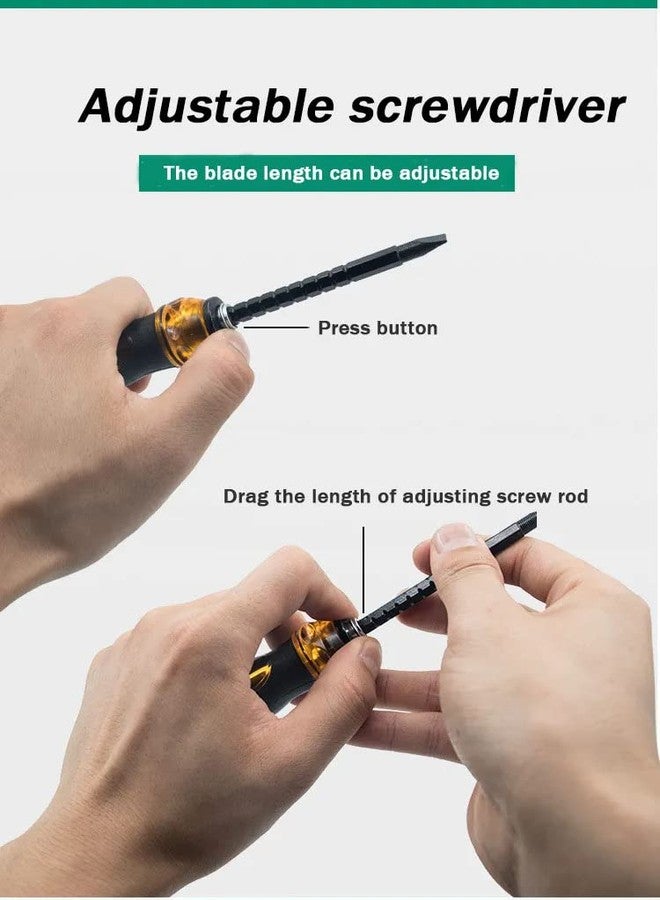 Rasdion 2 in 1 Reversible Ratchet Screwdriver with Length Adjustable, Professional Repair Tool for Application, Screwdriver with Flat & Phillips Head (Regular) - Image 2